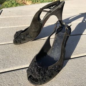 Moschino Black Peep Toe Heels 39.5 fits like 8.5